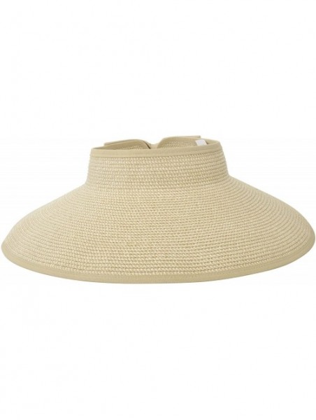 Visors Spring/Summer Classics Edition Straw Roll-able Sun Visor Hat - Beige Brown Mix - C618DMACKM0 $15.86