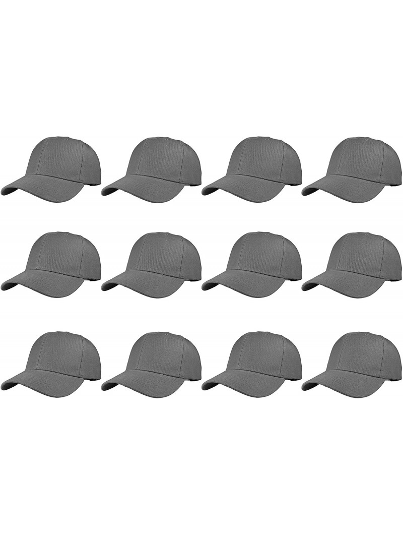 Baseball Caps Plain Blank Baseball Caps Adjustable Back Strap Wholesale LOT 12 PC'S - Dark Gray - CF18CZUQIYA $30.41