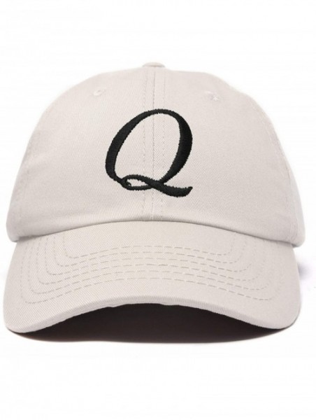 Baseball Caps Initial Hat Letter Q Womens Baseball Cap Monogram Cursive Embroider - Beige - CI18U3R56HX $16.66