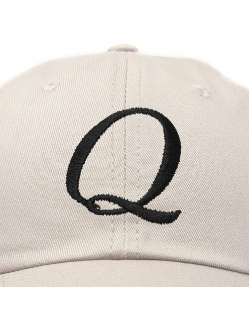 Baseball Caps Initial Hat Letter Q Womens Baseball Cap Monogram Cursive Embroider - Beige - CI18U3R56HX $16.66