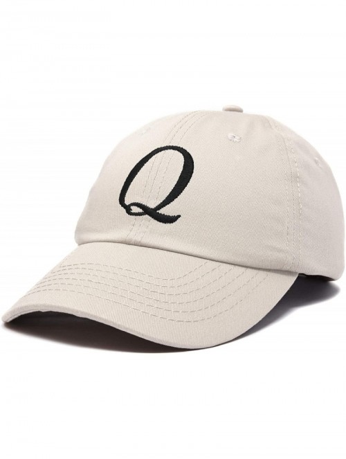 Baseball Caps Initial Hat Letter Q Womens Baseball Cap Monogram Cursive Embroider - Beige - CI18U3R56HX $16.66