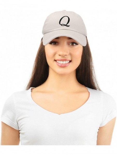 Baseball Caps Initial Hat Letter Q Womens Baseball Cap Monogram Cursive Embroider - Beige - CI18U3R56HX $16.66