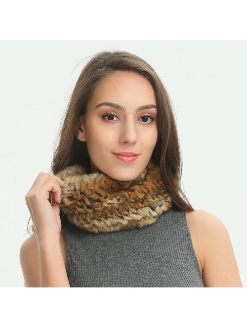 Cold Weather Headbands Women's Soft Real Rex Rabbit Fur Knitted Headband- Dual-use as Warm Snood Scarf for Winter - Natural B...