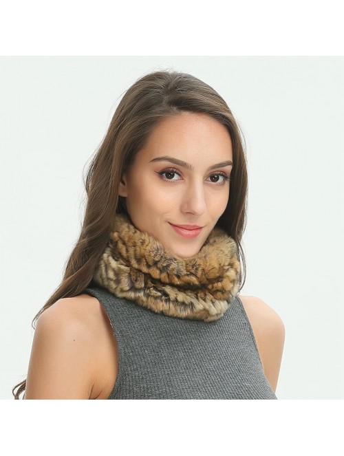 Cold Weather Headbands Women's Soft Real Rex Rabbit Fur Knitted Headband- Dual-use as Warm Snood Scarf for Winter - Natural B...