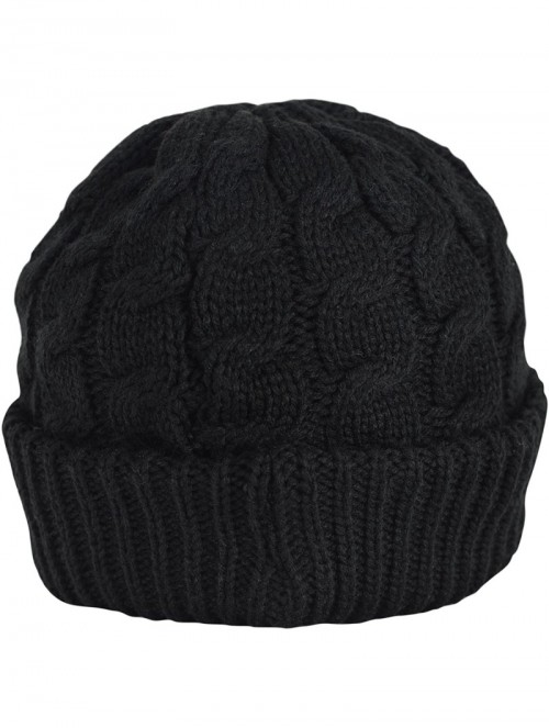 Skullies & Beanies Winter Newsboy Cable Knitted Visor Beanie Bill Winter Warm Hat - Black - CI11PRX1AYV $12.42