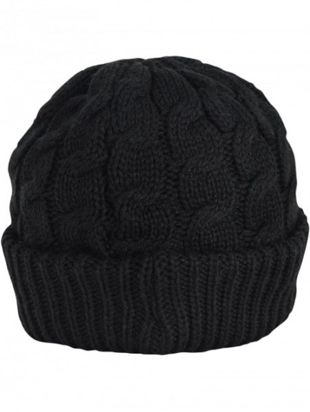 Skullies & Beanies Winter Newsboy Cable Knitted Visor Beanie Bill Winter Warm Hat - Black - CI11PRX1AYV $12.42