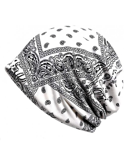 Skullies & Beanies Print Flower Slouchy Beanie Chemo Hat Cap Infinity Scarf for Women - Wine White - CZ18W0GM3N3 $17.25