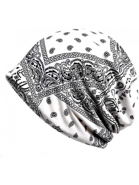 Skullies & Beanies Print Flower Slouchy Beanie Chemo Hat Cap Infinity Scarf for Women - Wine White - CZ18W0GM3N3 $17.25