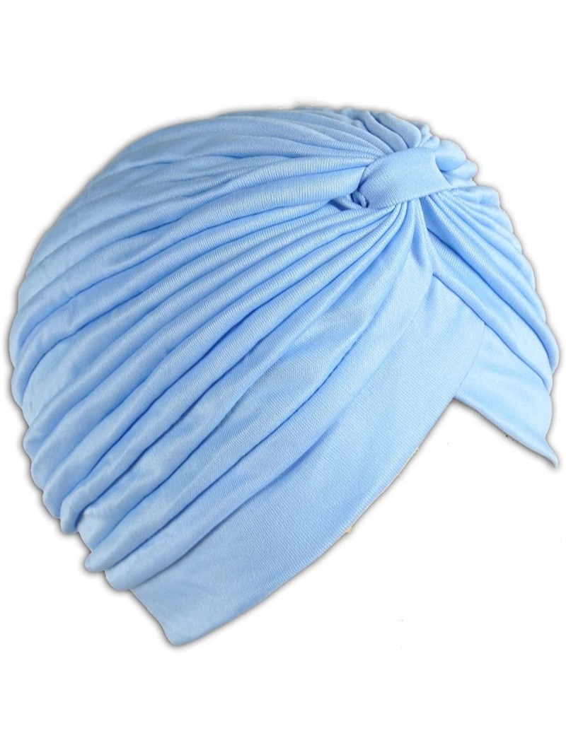 Skullies & Beanies 1 Stretchable Turban Hat - Light Blue - CX11HB5JH8F $9.81