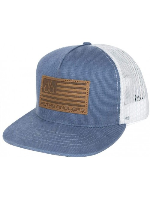 Baseball Caps Snap Back Leather Patch Flag Fishing Hat for Men & Women - Blue - C418KOLYNNE $28.11