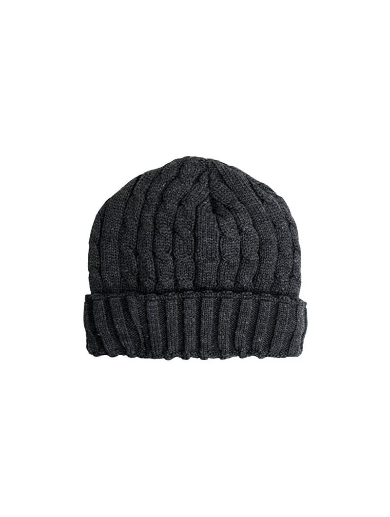 Skullies & Beanies Trendy Winter Warm Soft Beanie Cable Knitted Hat Cap For Women - Charcoal - CN127H066ZF $9.98