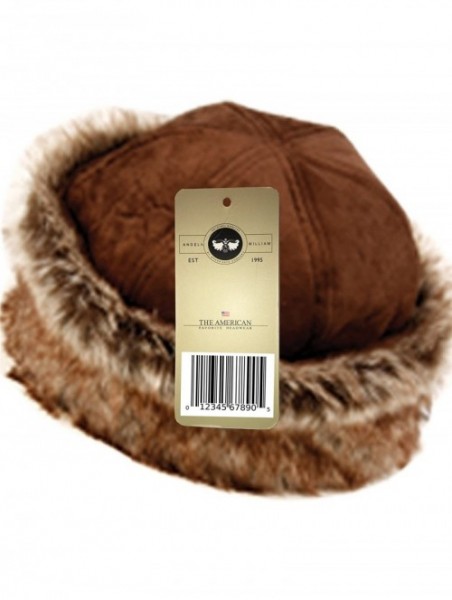 Bucket Hats Faux Leather with Faux Fur Trimmed Winter Fashion Hat - Browm - CA12O4Q1V2Y $31.91