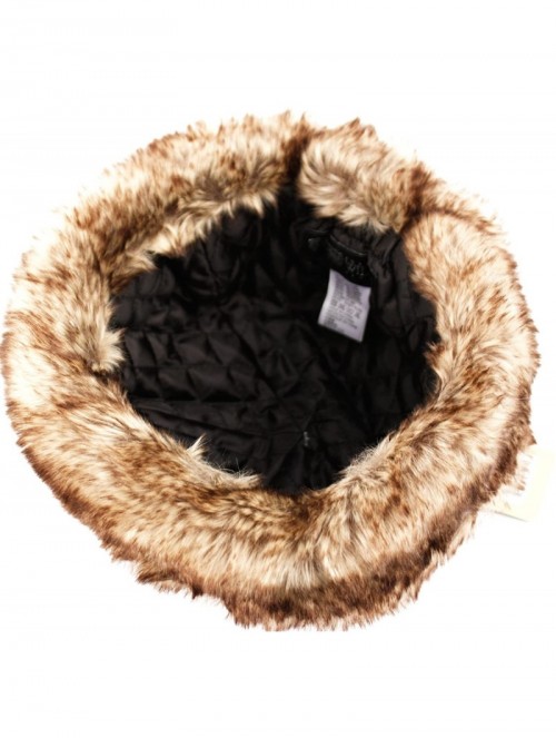 Bucket Hats Faux Leather with Faux Fur Trimmed Winter Fashion Hat - Browm - CA12O4Q1V2Y $31.91