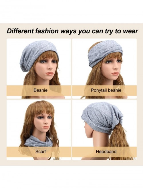 Skullies & Beanies 4 Pieces Beanies Headwear Skull Cap Slouchy Beanie Knitted Hat Scarf for Women - Pure Color - CV195HQAXAZ ...