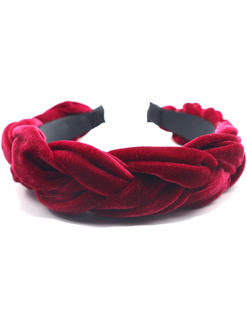 Headbands New York- Women's Fashion- Trendy Braided Velvet Headband - Burgundy - CR18W0UWSDS $27.03