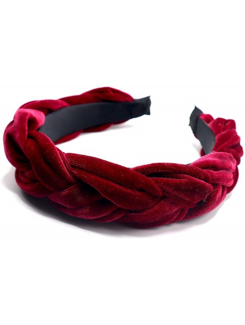 Headbands New York- Women's Fashion- Trendy Braided Velvet Headband - Burgundy - CR18W0UWSDS $27.03