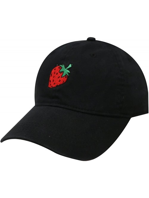 Baseball Caps Strawberry Cotton Baseball Dad Caps - Black - C512M3Y17X1 $16.53
