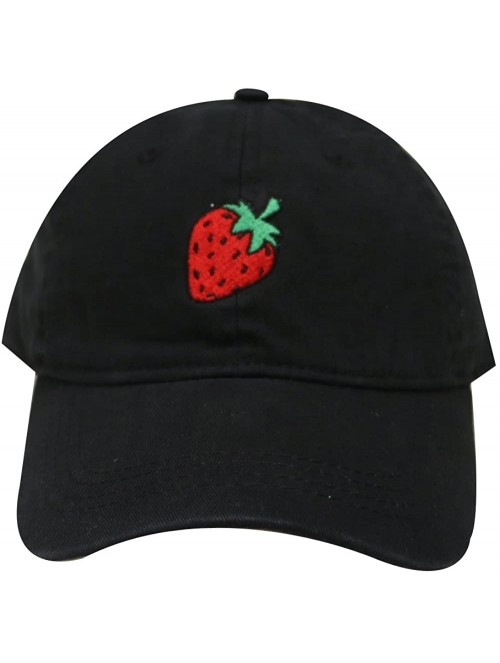 Baseball Caps Strawberry Cotton Baseball Dad Caps - Black - C512M3Y17X1 $16.53