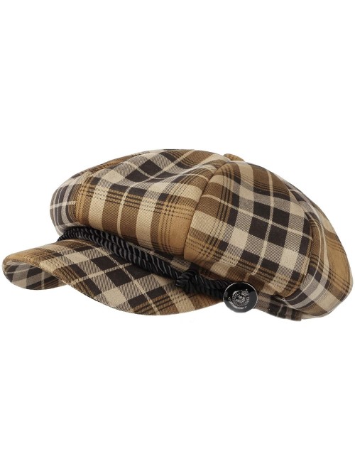 Newsboy Caps Tartan Plaid Check Beret Newsboy Hat Soft Fabric SLG1122 - Orange - CI18LMKK47C $31.96
