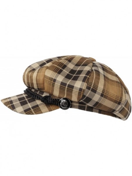 Newsboy Caps Tartan Plaid Check Beret Newsboy Hat Soft Fabric SLG1122 - Orange - CI18LMKK47C $31.96