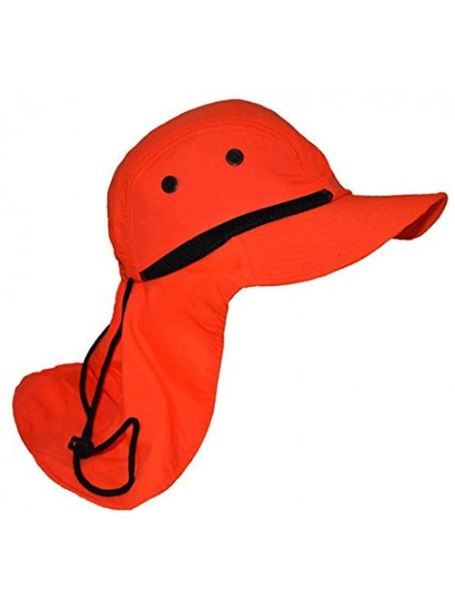 Sun Hats 4 Panel Large Bill Soft Bucket w/ Neck Flap Hat Sun Cap - Neon Orange - C817Z32LEXG $11.82