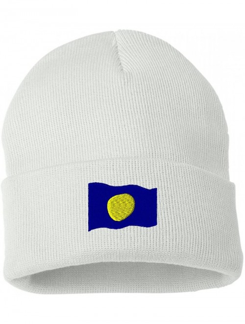Skullies & Beanies Palau Flag Custom Personalized Embroidery Embroidered Beanie - White - CH12O8LF395 $16.74