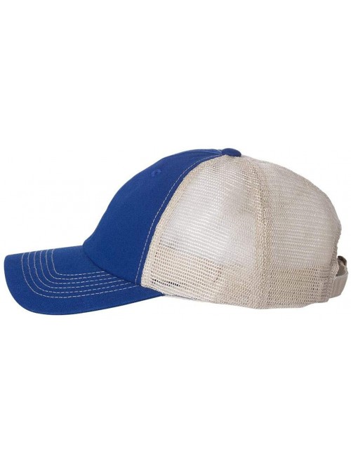 Baseball Caps Headwear 3100 Contrast Stitch Mesh Cap - Royal/Stone - CU11W8UYJ27 $9.32