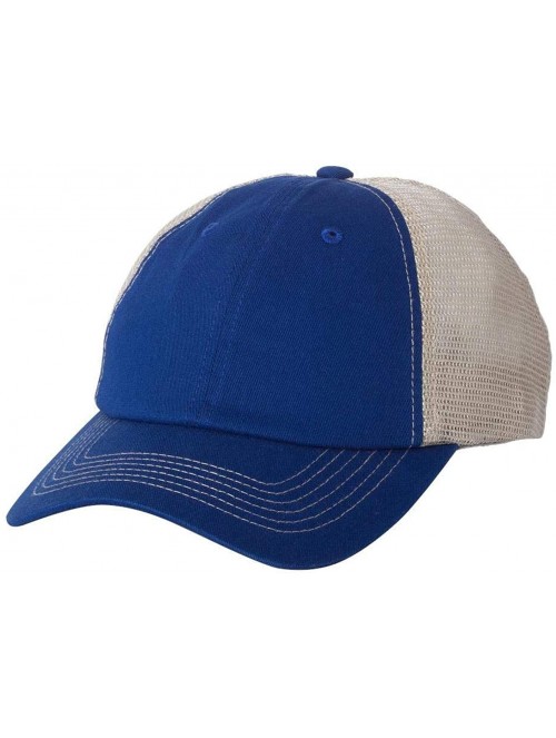 Baseball Caps Headwear 3100 Contrast Stitch Mesh Cap - Royal/Stone - CU11W8UYJ27 $9.32