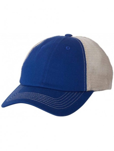 Baseball Caps Headwear 3100 Contrast Stitch Mesh Cap - Royal/Stone - CU11W8UYJ27 $9.32