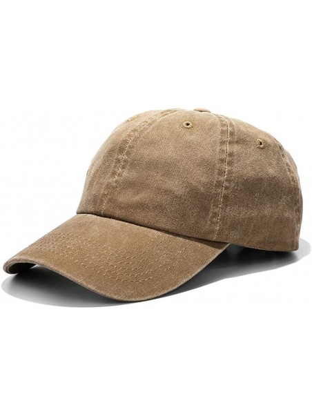 Baseball Caps Unisex Washed Dyed Cotton Adjustable Solid Baseball Cap - Dfh068-kakhi - CC18LOUSK6Z $14.31