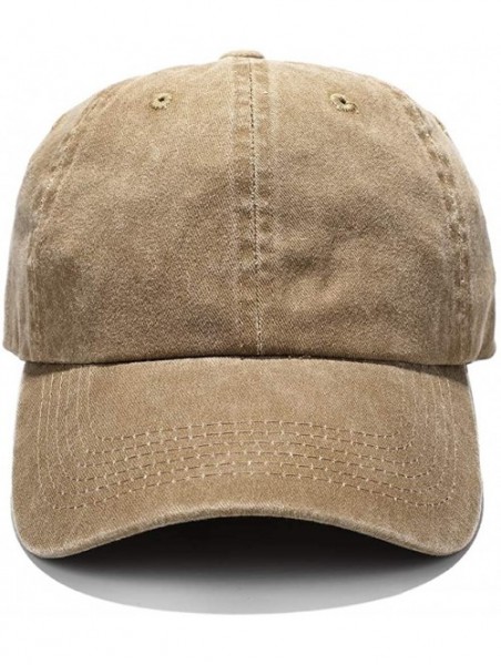 Baseball Caps Unisex Washed Dyed Cotton Adjustable Solid Baseball Cap - Dfh068-kakhi - CC18LOUSK6Z $14.31