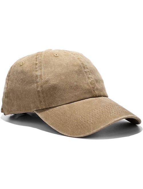 Baseball Caps Unisex Washed Dyed Cotton Adjustable Solid Baseball Cap - Dfh068-kakhi - CC18LOUSK6Z $14.31