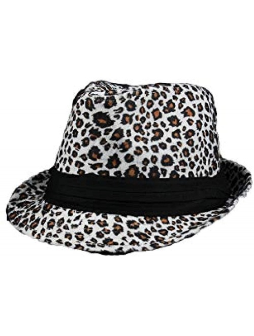 Fedoras Women Winter Leopard Print Fashion Fedora 501HF - White - CM11B0A7HSD $18.68