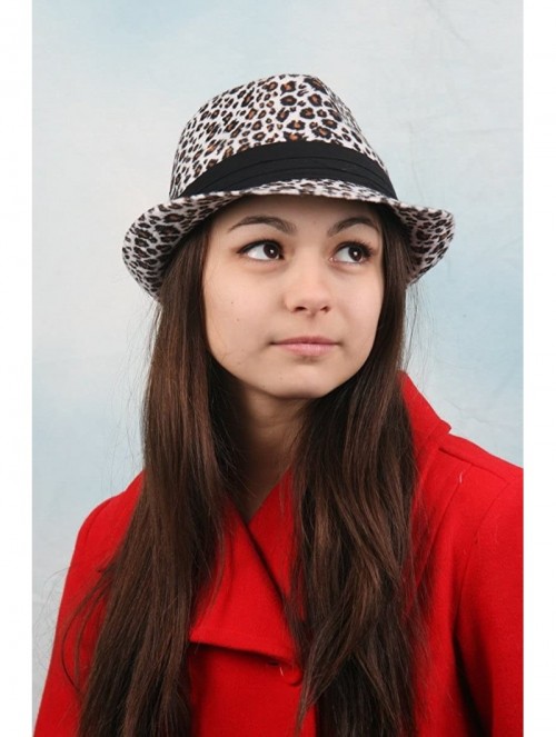 Fedoras Women Winter Leopard Print Fashion Fedora 501HF - White - CM11B0A7HSD $18.68