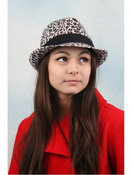 Fedoras Women Winter Leopard Print Fashion Fedora 501HF - White - CM11B0A7HSD $18.68