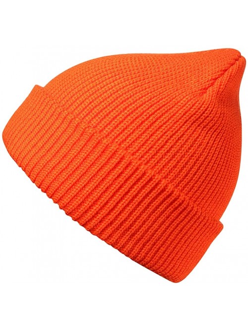 Skullies & Beanies Slouchy Beanie Hats Winter Knitted Caps Soft Warm Ski Hat Unisex - Bright Orange - CO18TS34IZ7 $13.38