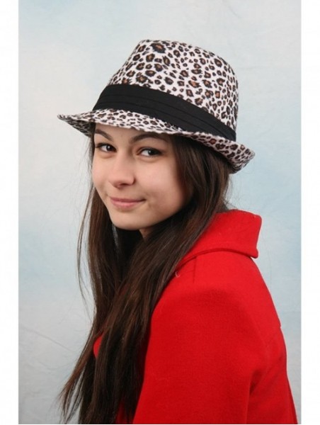 Fedoras Women Winter Leopard Print Fashion Fedora 501HF - White - CM11B0A7HSD $18.68