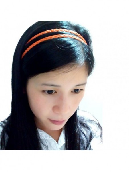 Headbands Fashion Women Girls Leather Woven Hair Band Double Braided Headband (yellow) - yellow - CF11S3Q4GV9 $10.86