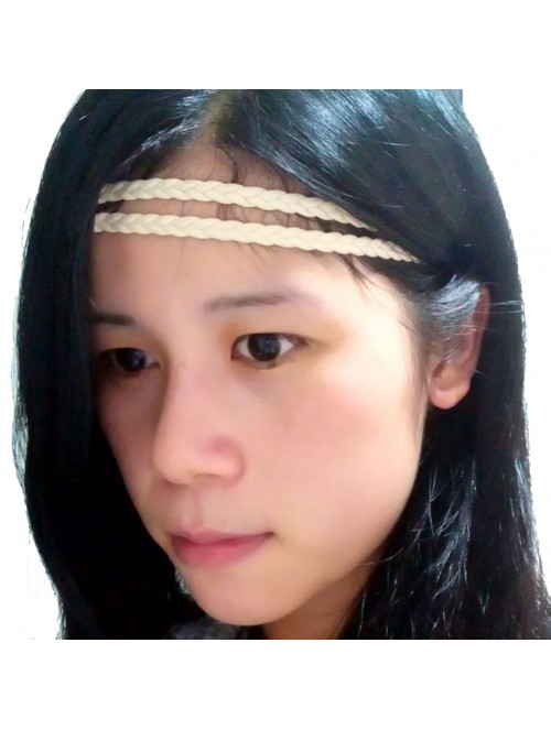 Headbands Fashion Women Girls Leather Woven Hair Band Double Braided Headband (yellow) - yellow - CF11S3Q4GV9 $10.86