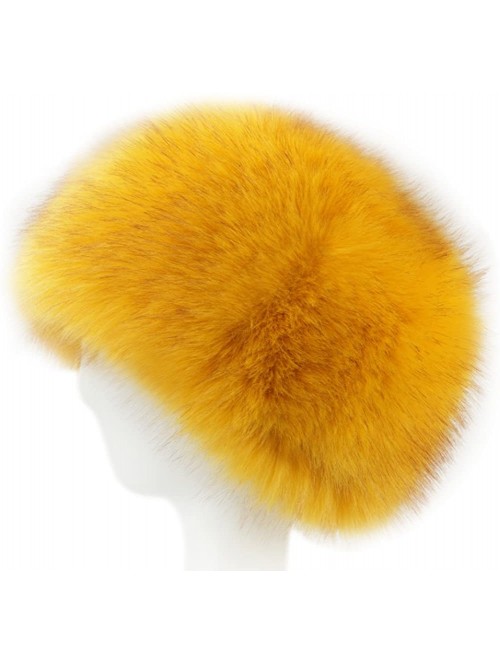 Skullies & Beanies Faux Fur Cossack Russian Style Hat for Ladies Winter Hats for Women - Yellow - C612O4ZXKNJ $16.60
