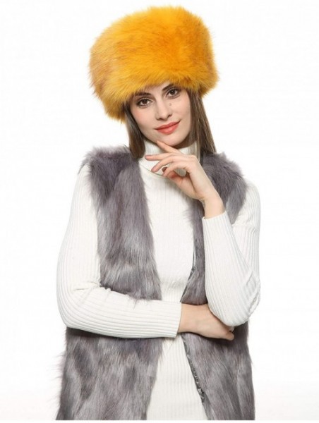 Skullies & Beanies Faux Fur Cossack Russian Style Hat for Ladies Winter Hats for Women - Yellow - C612O4ZXKNJ $16.60