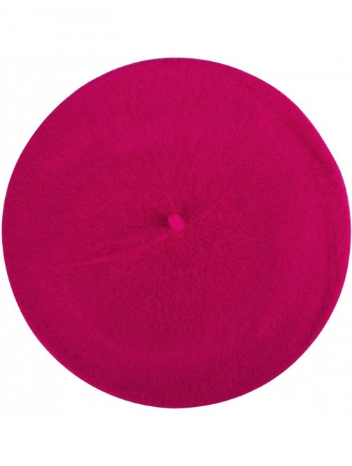 Berets French Beret- Lightweight Casual Classic Solid Color Wool Beret - Rose Red - CN12E1UV6MH $13.93