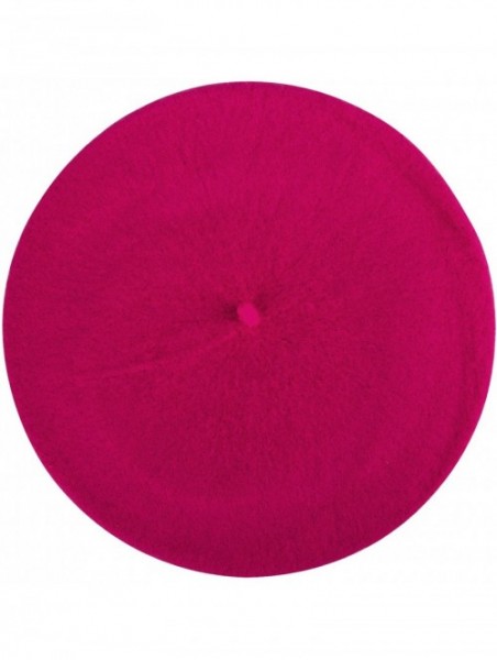 Berets French Beret- Lightweight Casual Classic Solid Color Wool Beret - Rose Red - CN12E1UV6MH $13.93