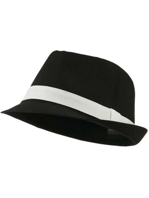 Fedoras Basic Poly Woven Fedora Hats - Black White - CC11HEH72N7 $31.63