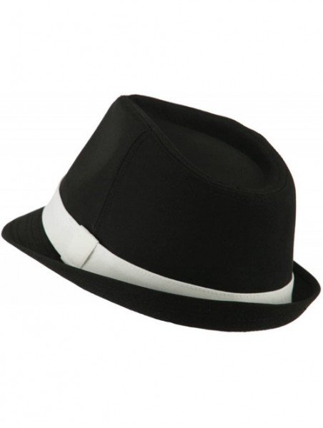 Fedoras Basic Poly Woven Fedora Hats - Black White - CC11HEH72N7 $31.63