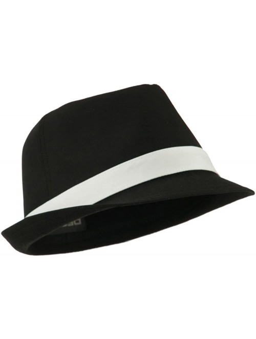 Fedoras Basic Poly Woven Fedora Hats - Black White - CC11HEH72N7 $31.63