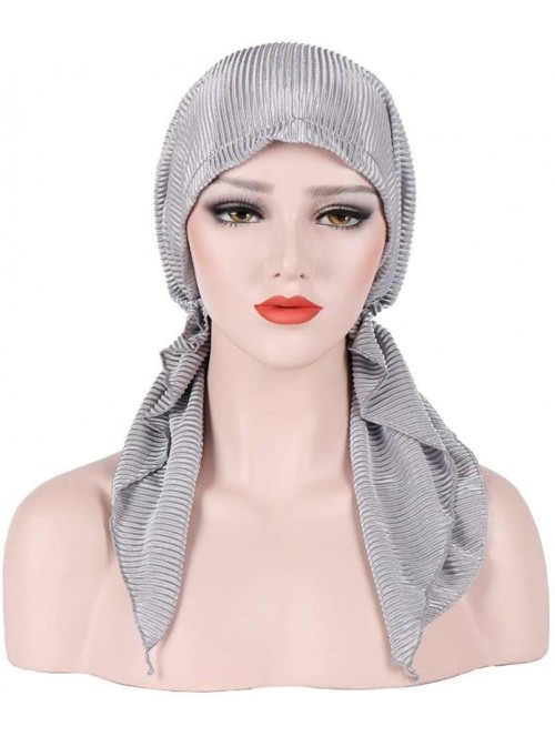 Skullies & Beanies Women India Muslim Stretch Turban Hat Cotton Hair Loss Head Scarf Wrap Long Tail Tailband Cap Summer (Blac...