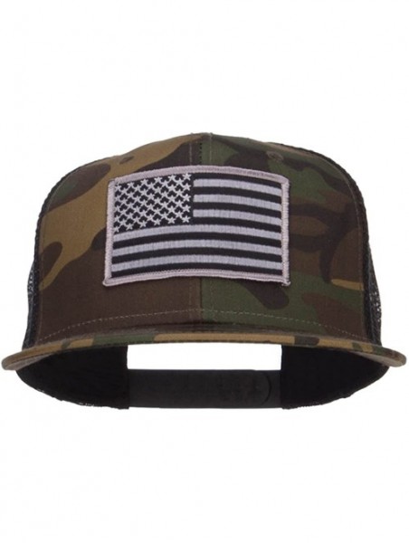 Baseball Caps Grey American Flag Patched Camo Mesh Snapback - Camo Black - CP12MZRVYKC $33.50