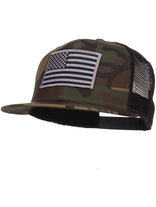 Baseball Caps Grey American Flag Patched Camo Mesh Snapback - Camo Black - CP12MZRVYKC $33.50