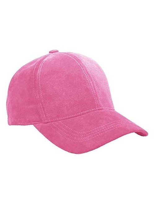 Baseball Caps Genuine Suede Leather Unisex Baseball Caps Made in USA - Pink - C811GL9IY95 $22.70